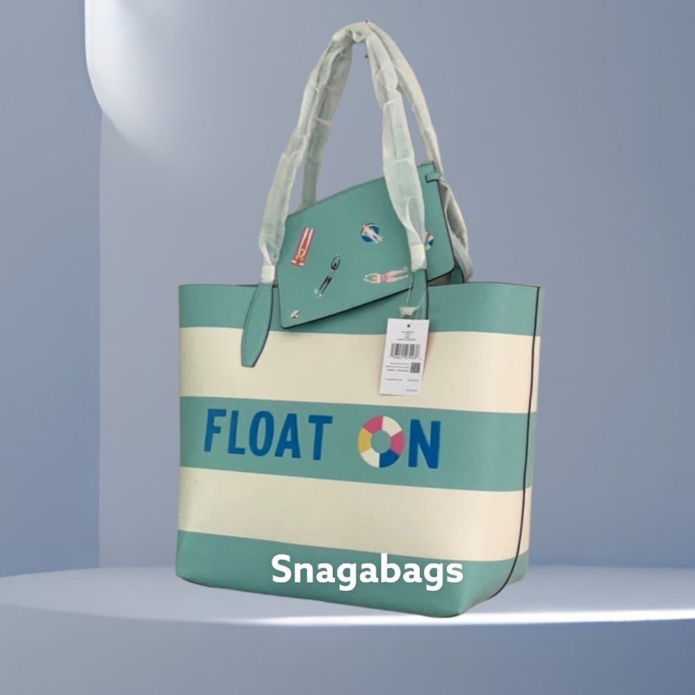 KATE SPADE NWT POOL FLOAT LARGE LEATHER OPEN TOP  TOTE BAG BEACH SUMMER - Picture 4 of 12